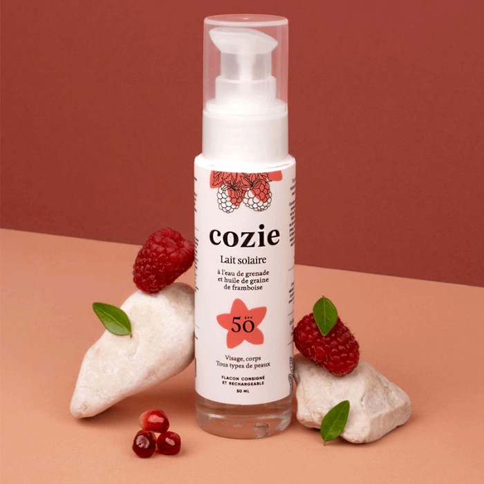 Lait solaire SPF 50 - à l'eau de grenade et huile de graine de framboise - 50ml - Boutique zéro déchet 74 - My eco House Lait solaire SPF 50 - à l'eau de grenade et huile de graine de framboise - 50ml - Boutique zéro déchet 74 - My eco House