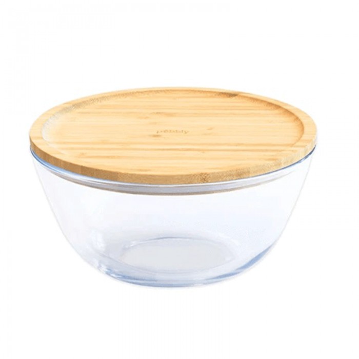 Bol à mixer rond en verre et bambou - Boutique zéro déchet 74 - My eco House Bol à mixer rond en verre et bambou - Boutique zéro déchet 74 - My eco House