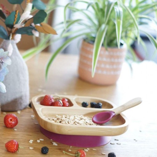 Assiètte Compartiments Bébé + Cuillère Bamboo -...
