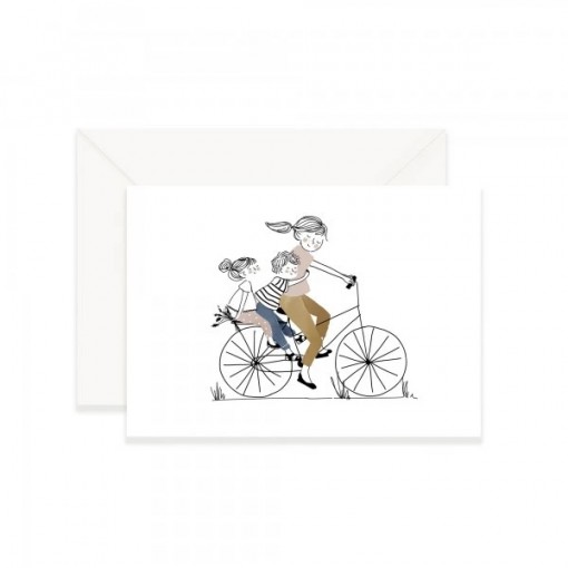 Carte et Enveloppe - Balade en Vélo Fille et Garçon