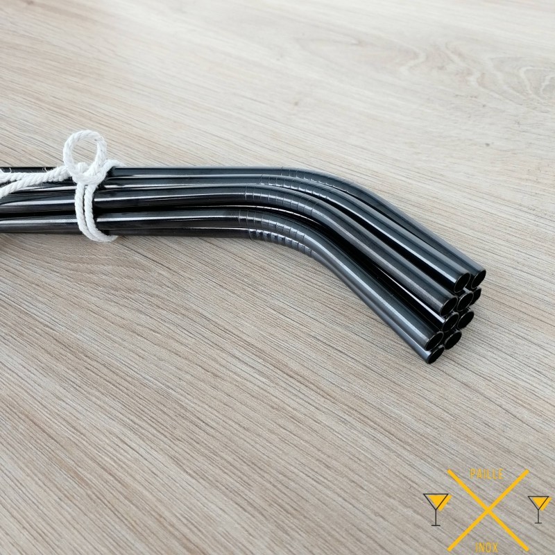 Paille Inox Courbée Noire Paille Inox Courbée Noire