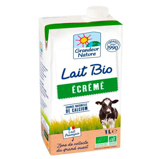 Lait de Vache Bio -  Ecrémé 1L