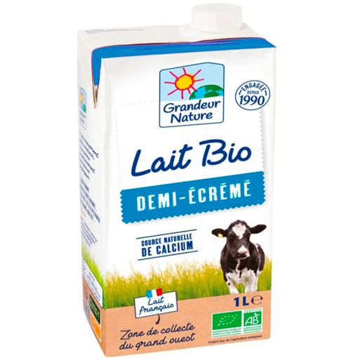 Pack Lait de Vache Bio - Demi Ecrémé 6x1L