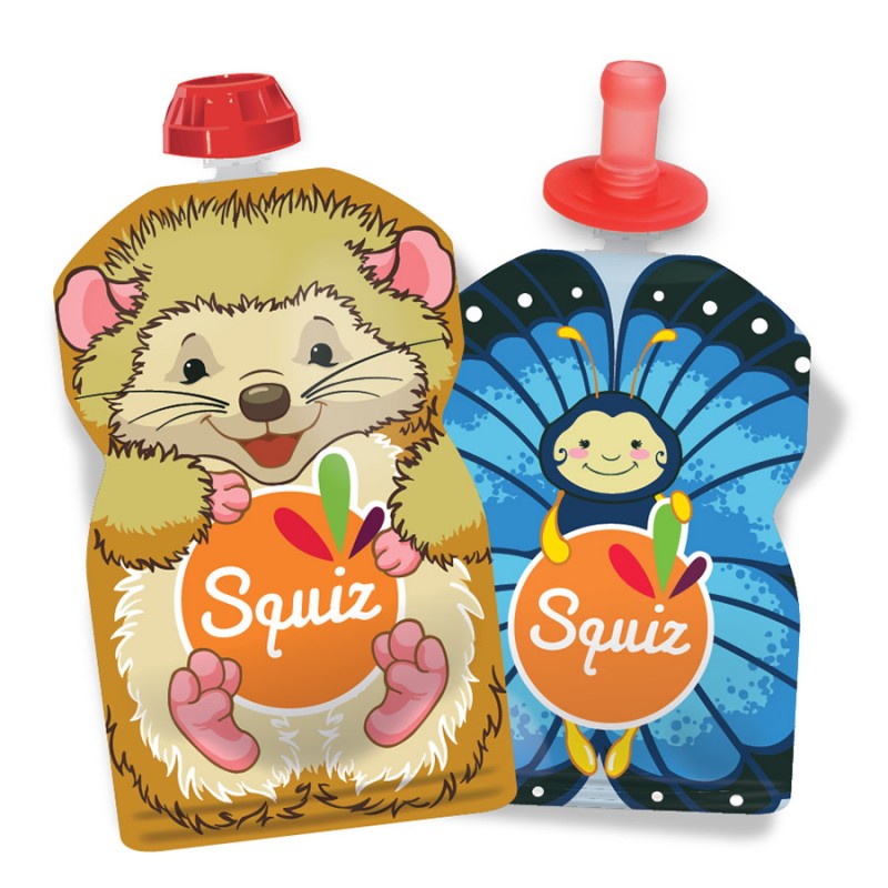Lot de 2 gourdes réutilisables 130ml et 90ml + 1Squiz'top - Collection Nature Lot de 2 gourdes réutilisables 130ml et 90ml + 1Squiz'top - Collection Nature